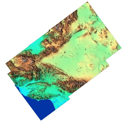 Southern California Shaded Relief, Color as Height