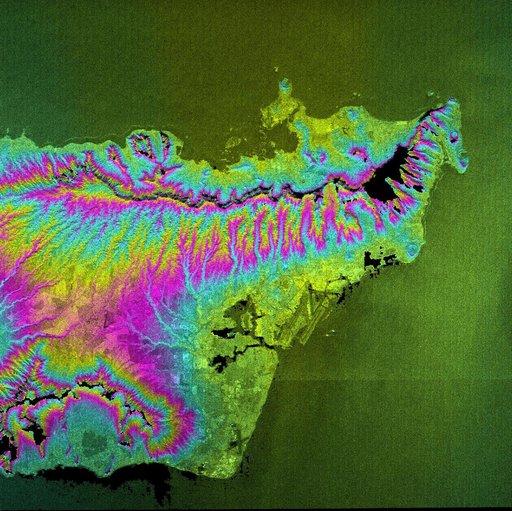 Honolulu, Hawaii Radar Image, Wrapped Color as Height