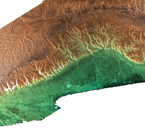 Radar Image, Color as Height , Salalah, Oman
