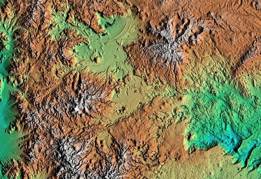 Shaded relief, color as height Patagonia, Argentina