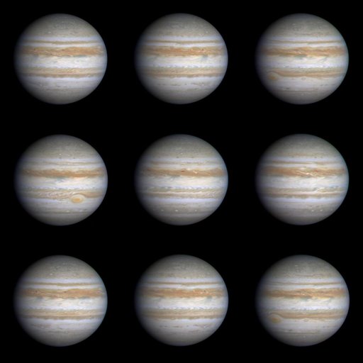 Nine Frames as Jupiter Turns