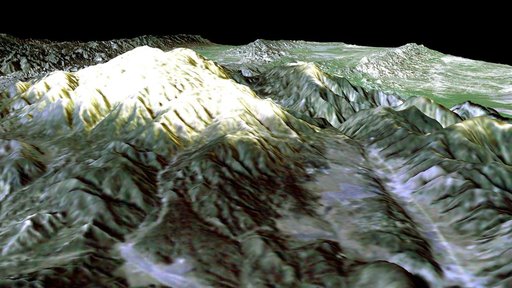 SRTM Perspective View with Landsat Overlay: Mt. Pinos, California