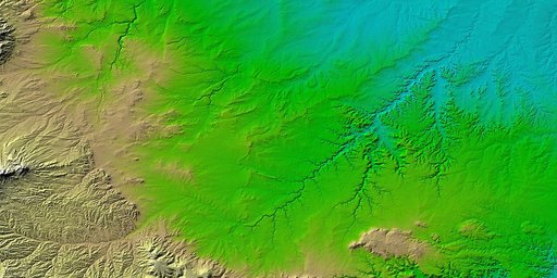 SRTM Colored Height and Shaded Relief: Piñon Canyon region, Colorado