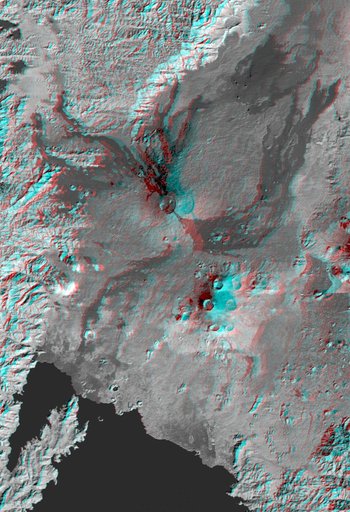 Nyiragongo volcano, Congo, Anaglyph, SRTM / Landsat