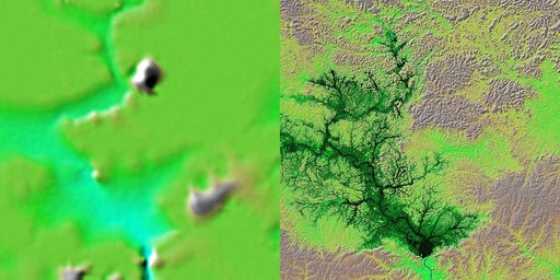 Shaded Relief with Height as Color, Lake Balbina, near Manaus, Brazil