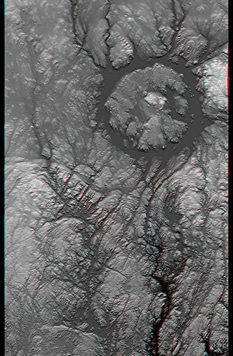 Anaglyph, Manicouagan Crater, Quebec, Canada