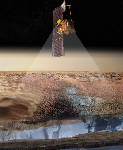 Artist View of Odyssey Detecting Ice Artist Concept