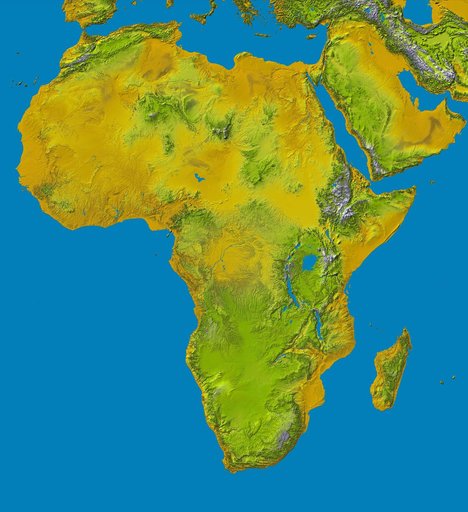 SRTM Data Release for Africa, Colored Height