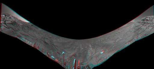Along Endurance Crater Inner Wall 3-D Anaglyph