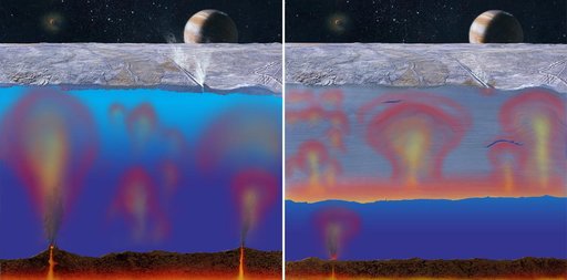 Thick or Thin Ice Shell on Europa?  Artist Concept