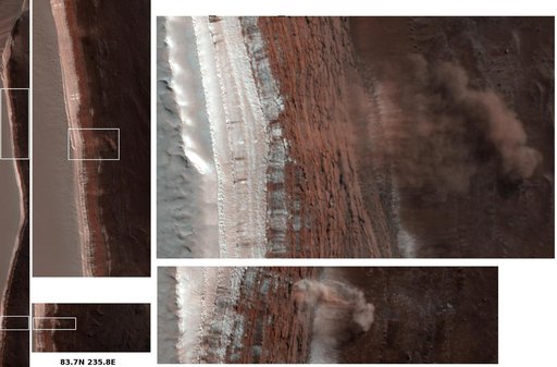 Caught in Action: Avalanches on North Polar Scarps