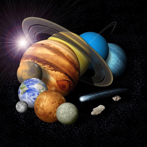 Solar System Montage with Eight Planets Artist Concept