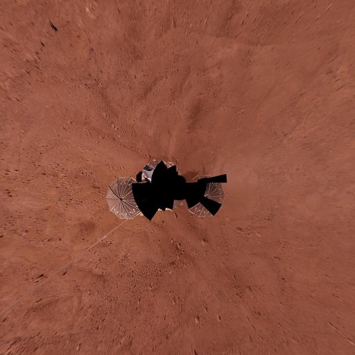 Full-Circle Color Panorama of Phoenix Landing Site on Northern Mars, Vertical Projection