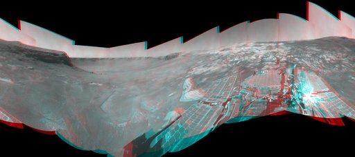 Opportunity View During Exploration in Duck Bay, Sols 1506-1510 Stereo