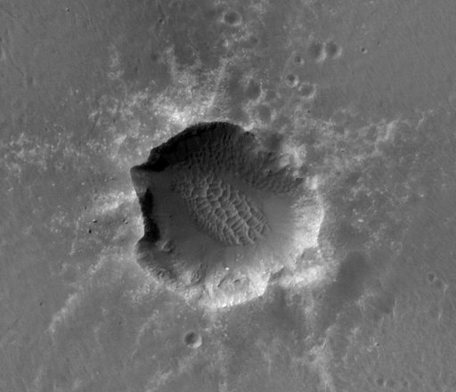 Orbital Observations of Crater on Mars Rover Route
