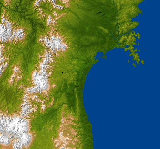 NASA Radar Image Shows Topography of Sendai, Japan Region