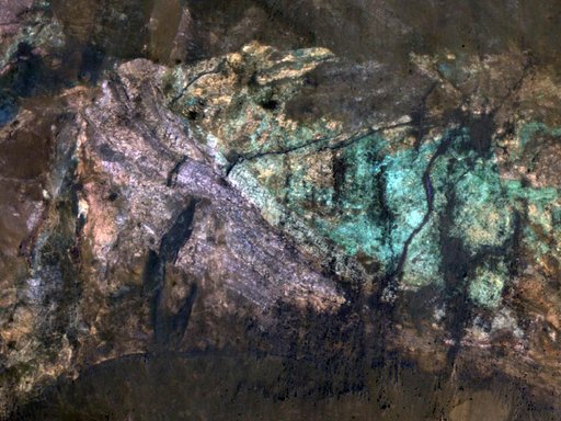 Colorful Central Peak in an Unnamed Crater