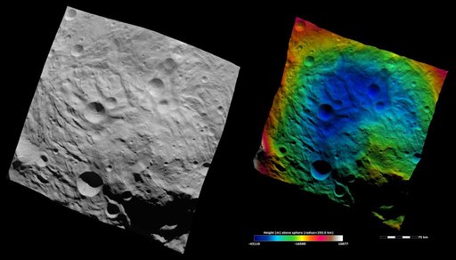 Topography of Vesta South Polar Region IV