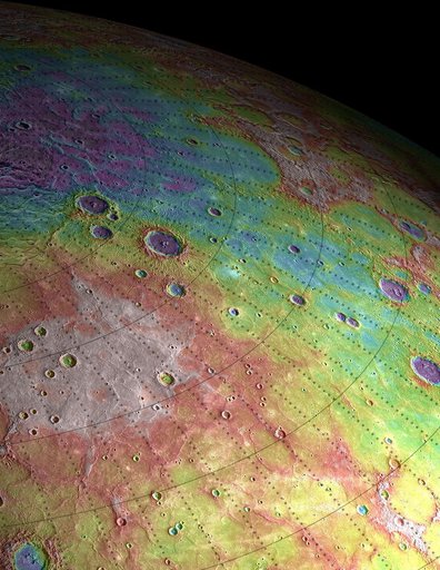 Perspective View of Mercury Topography