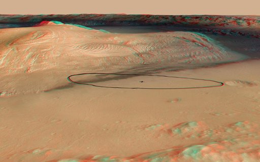 Landing Target for Mars Rover Curiosity, in Stereo