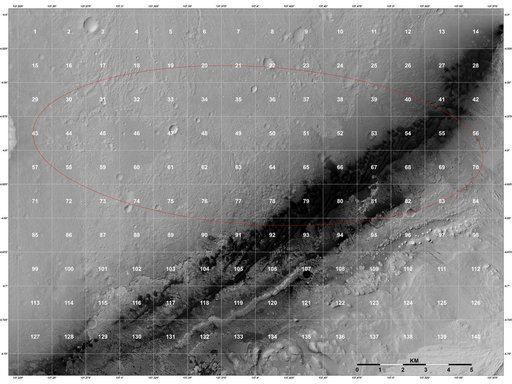 Close-up of Curiosity Landing Region