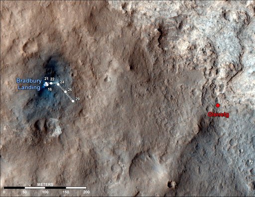 Curiosity Traverse Map Through Sol 29