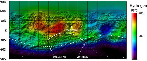 Hydrogen Map of Vesta