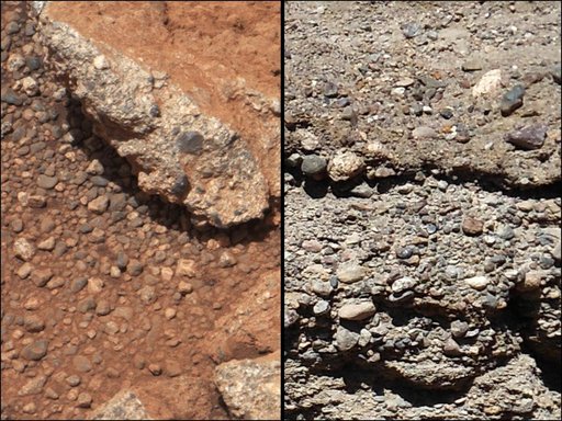 Rock Outcrops on Mars and Earth