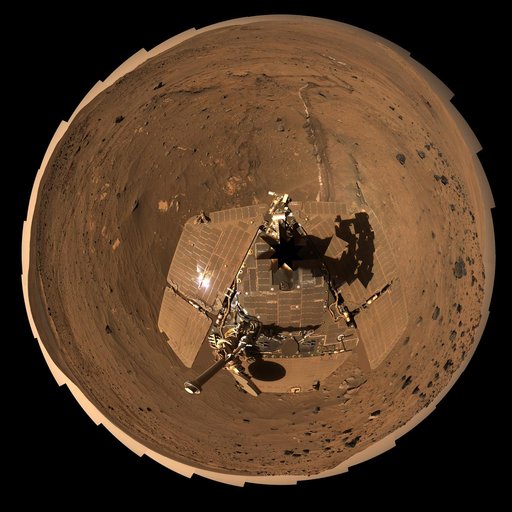 Spirit Mars Rover in McMurdo Panorama, Polar Projection
