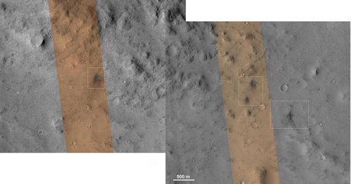 Impact Scars from MSL Cruise Stage and Two Balance Weights