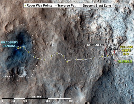 Curiosity Rover Traverse, August through November 2012