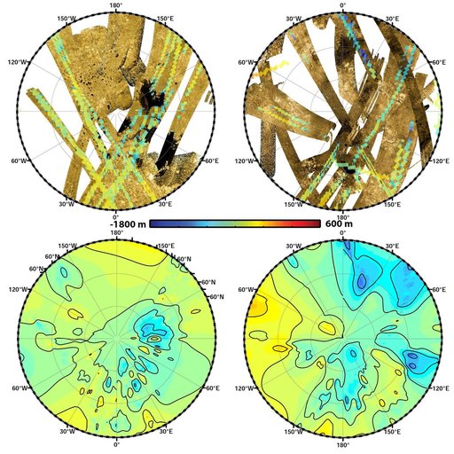 Polar Views of Titan Global Topography