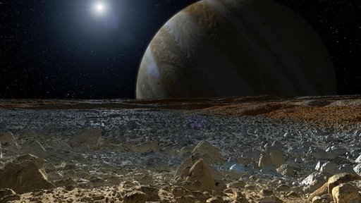 Simulated View from Europa Surface Artist Concept