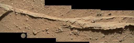Close-up of Ridge in Rock Outcrop at Curiosity Waypoint 1