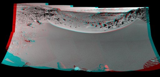 Curiosity View Past Dune at Dingo Gap Stereo