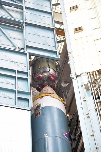 Mating NASA OCO-2 Delta II Launch Vehicle First and Second Stages
