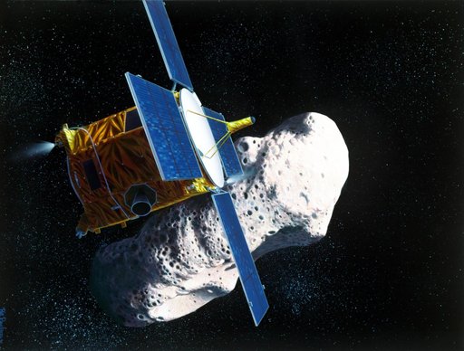 NASA NEAR Spacecraft Rendezvous with Asteroid Eros Artist Concept