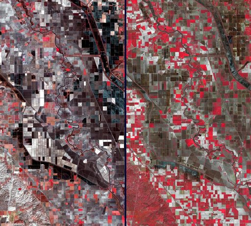 Stark Effects of California Drought on Agriculture seen by NASA Spacecraft