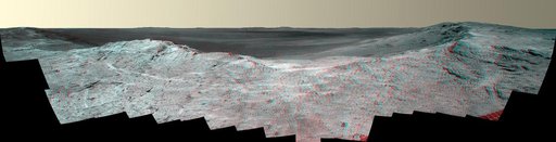 Pillinger Point Overlooking Endeavour Crater on Mars Stereo