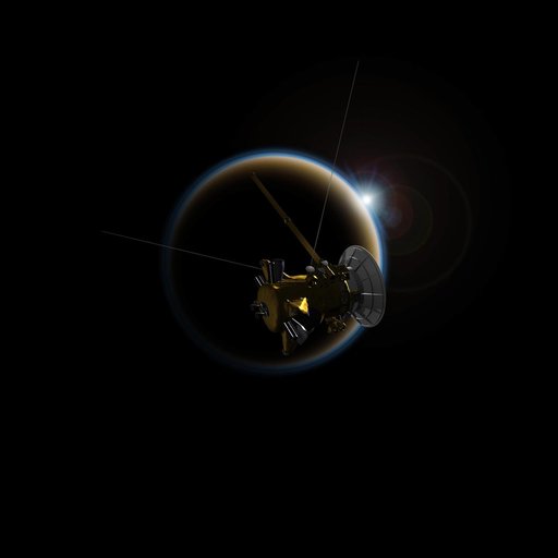 Cassini Observes Sunsets on Titan Artist Rendering