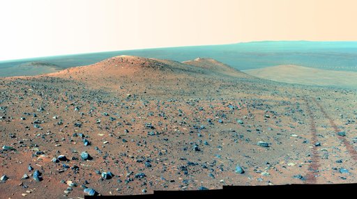 Opportunity Northward View of Wdowiak Ridge False Color
