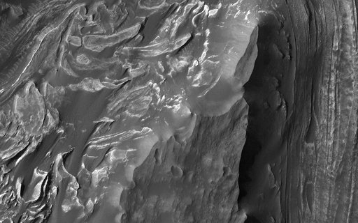 Mounds of Layered Material on the West Edge of Melas Chasma