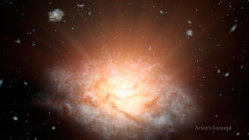 Dusty Sunrise at Core of Galaxy Artist Concept