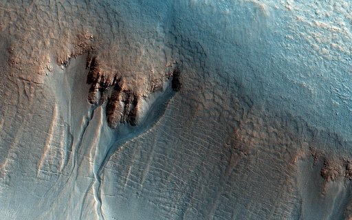 Gullies on the Wall of an Unnamed Crater in Utopia Planitia