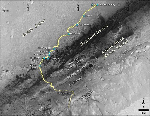 Curiosity Destinations for Second Extended Mission