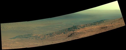 Mars Rover Opportunity Panorama of Wharton Ridge Enhanced Color