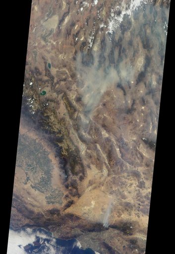Long Smoke Plumes from California Destructive Bluecut Fire Spotted by NASA MISR