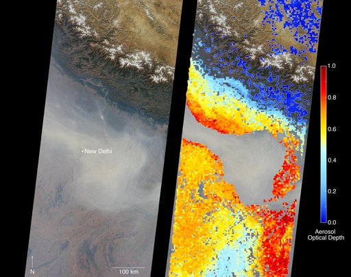 Severe Air Pollution in New Delhi View by NASA MISR