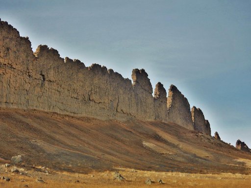 Wing Dike of Hardened Lava in New Mexico