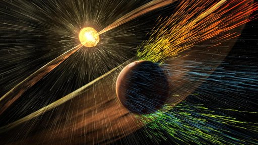 Visualizing a Solar Storm's Effect on Mars Atmosphere (Illustration)